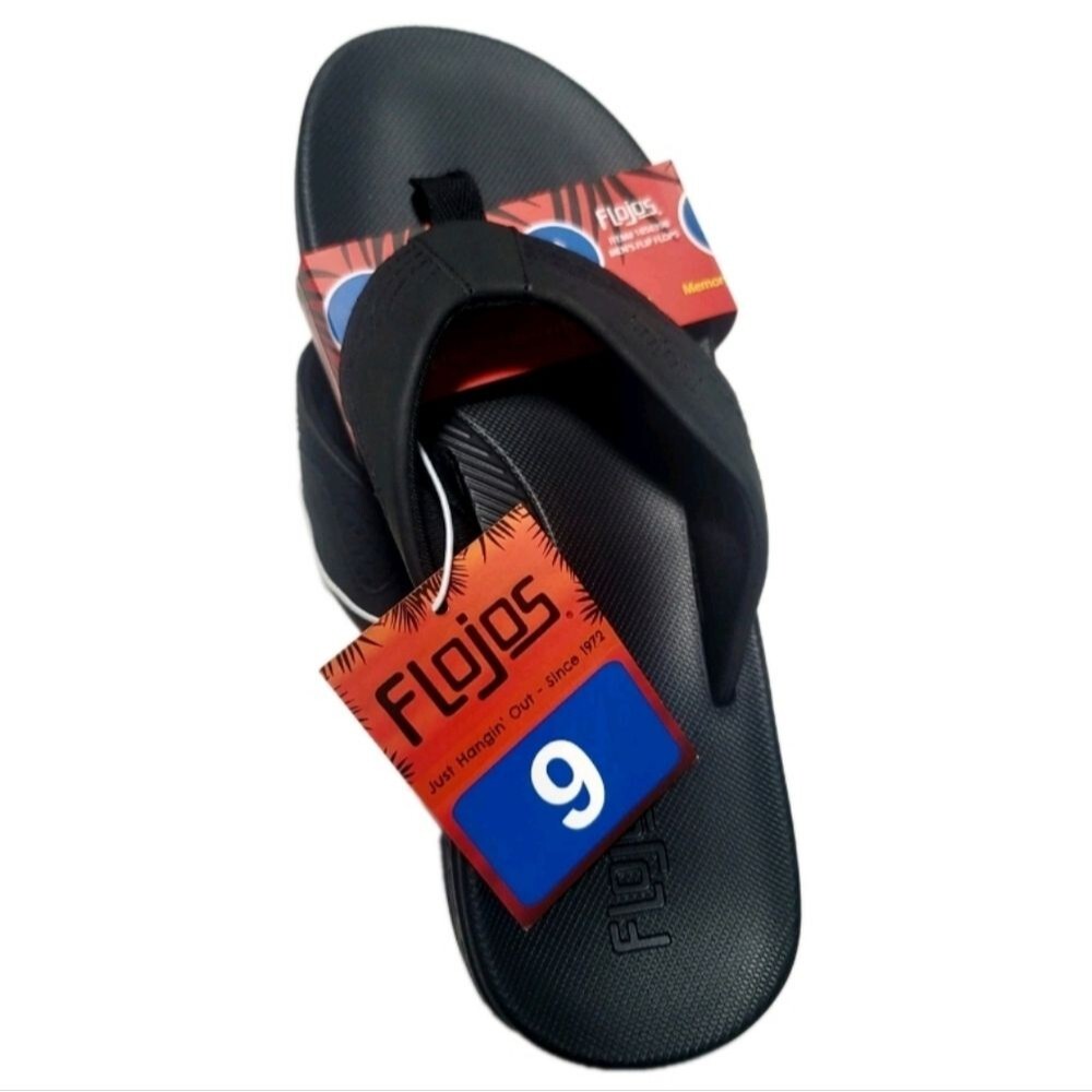 Flojos Men's 9 Memory Foam Flip Flop MEMEX Footbed Arch Support Black NWT - Picture 8 of 11